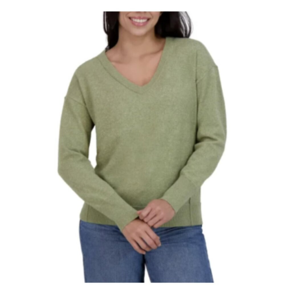 Lucky Brand Women's Soft Long Sleeve V-Neck Sweater Green M